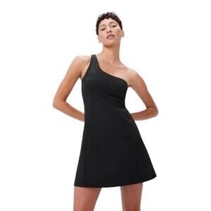 Outdoor Voices Black Athletic Built-in Bra One Shoulder Mini Dress Size Small